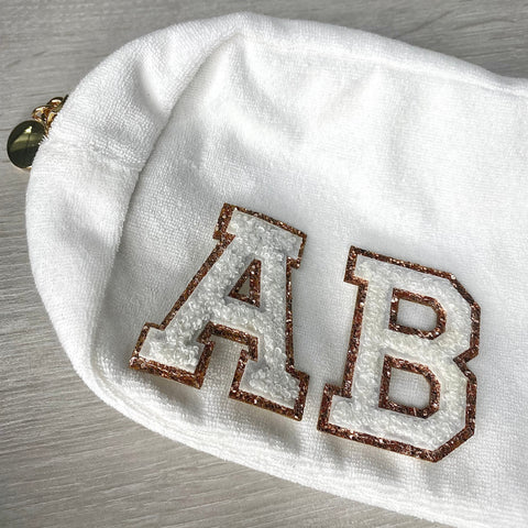 Small White Terry Towelling Personalised Pouch